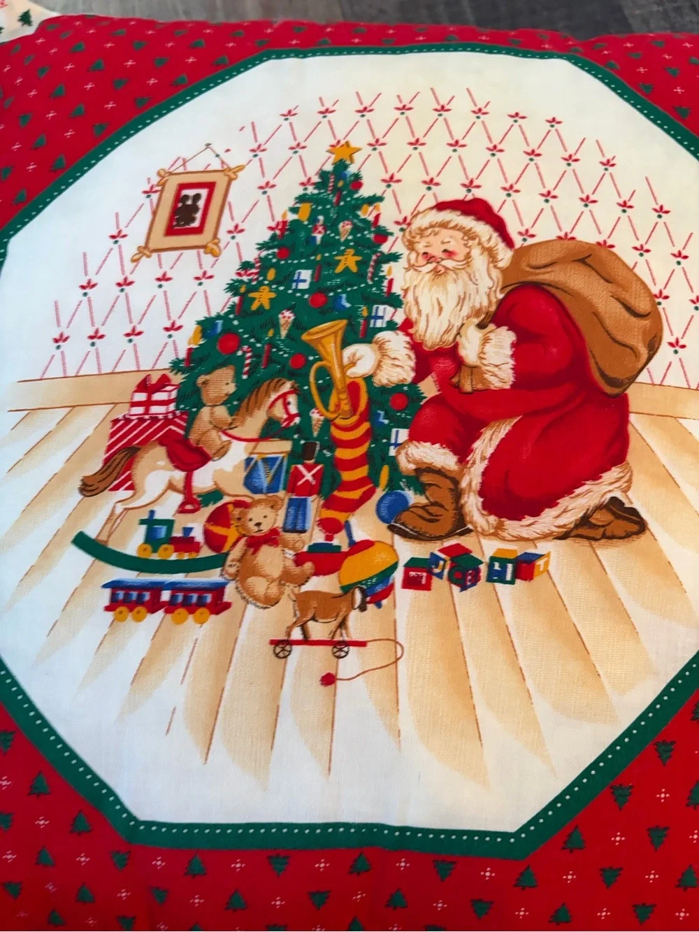 Handmade Santa Christmas Throw Pillow 16x16 Holiday Decor